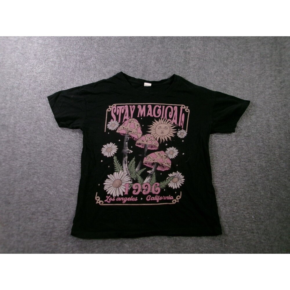 Stay Magical Shirt Women XS Black Mushroom Daisy 1996 Tour Graphic Tee Vibe N'